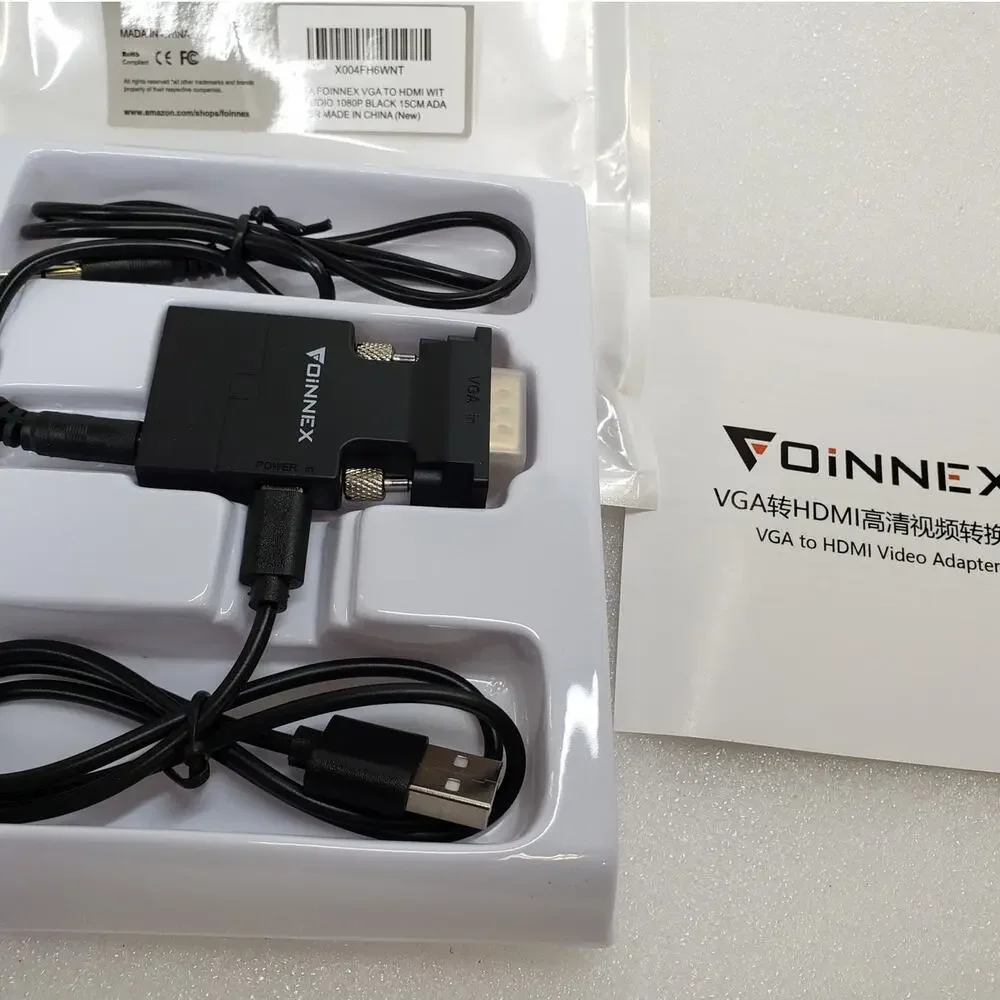 FOINNEX VGA to HDMI Adapter Converter Cable 1080P with Audio USB Power